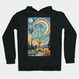 Eiffel Tower Mosaic Dreams: Van Gogh's Starry Night Paris Hoodie